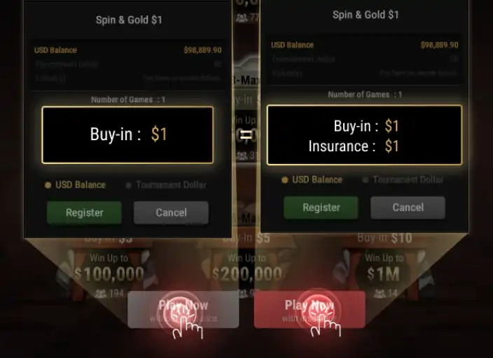 GGPoker Spin and Gold移动端玩法界面